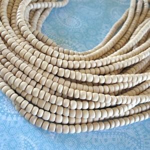 Unfinished wood beads, 4-5mm rondelle, 80 natural wooden beads, Jewelry making