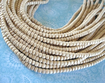 Unfinished wood beads, 4-5mm rondelle, 80 natural wooden beads, Jewelry making