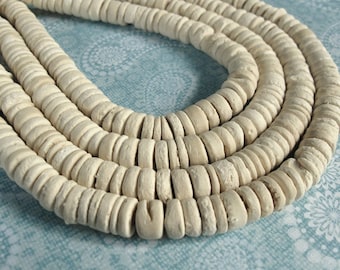 100 Natural color Coco wood Beads - Donuts Rondelle Disk Beads 8mm