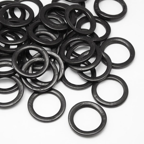 35mm coconut black rings, Set of 5, Natural wooden connectors, pendants, beads