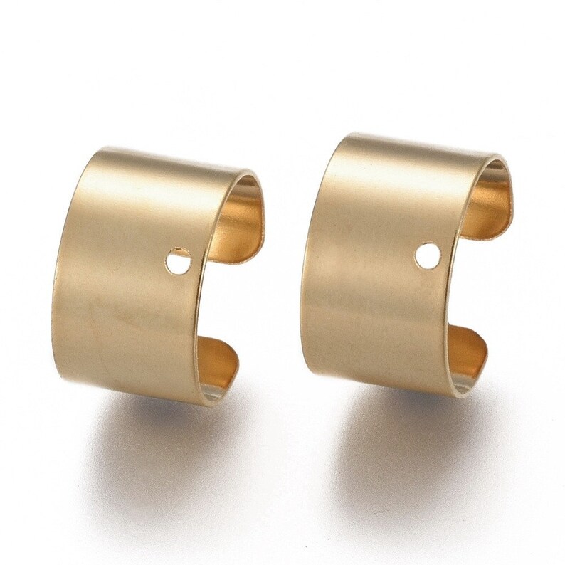 2 Ear cuff with hole, Stainless steel earring findings, Clip on findings for jewelry making, Silver, Gold, Rose gold image 8