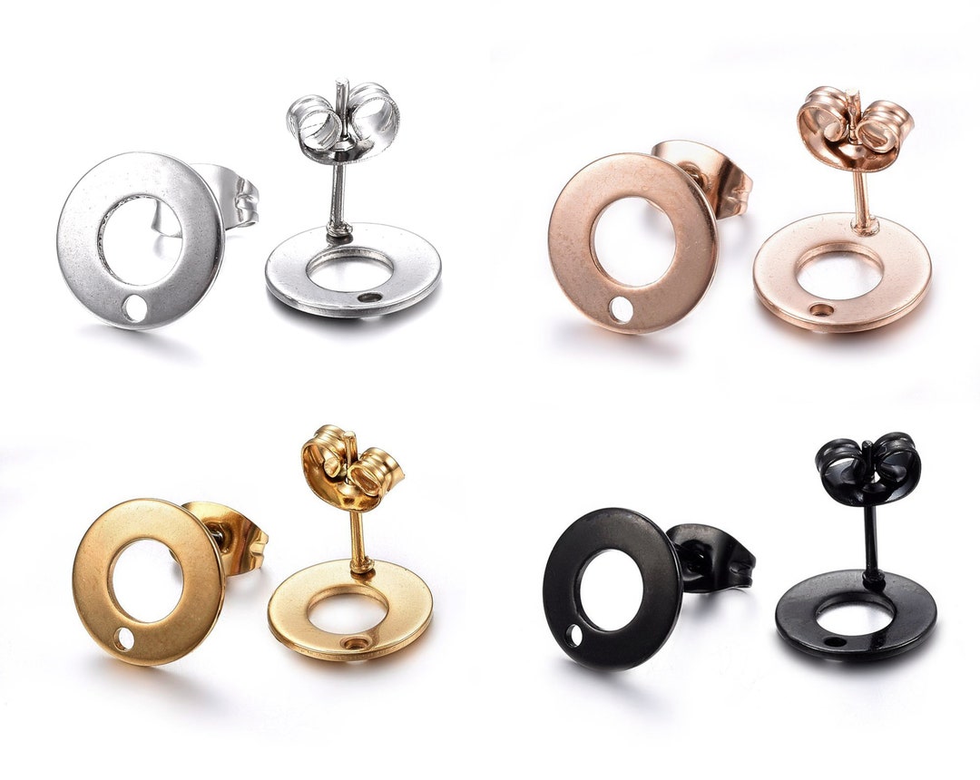 Stainless Steel Earring Post Hypoallergenic 10mm Ring 10pcs 5 Pairs