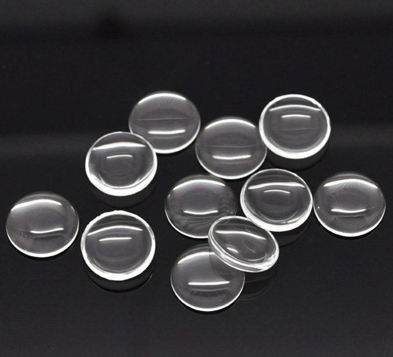 10 Flat Round Clear Glass Cabochons 8mm, 10mm, 12mm, 14mm, 16mm, 18mm or 20mm for jewelry making image 2