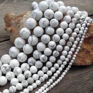 White Howlite Beads, Marbled Turquoise Stone Beads 4mm 6mm 8mm Round, Gemstone beads for Jewelry making