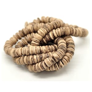 Natural Coco wood Beads Eco Friendly Donuts Rondelle Disk Beads 8mm 100pcs image 1