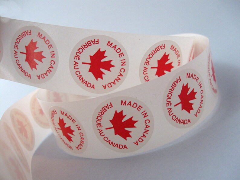 50 Made In Canada Labels round sticker tags 1 | Etsy