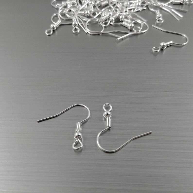 50 Grade A Silver Plated Iron Earring hooks - Nickel free, lead free and cadmium free earwire image 6