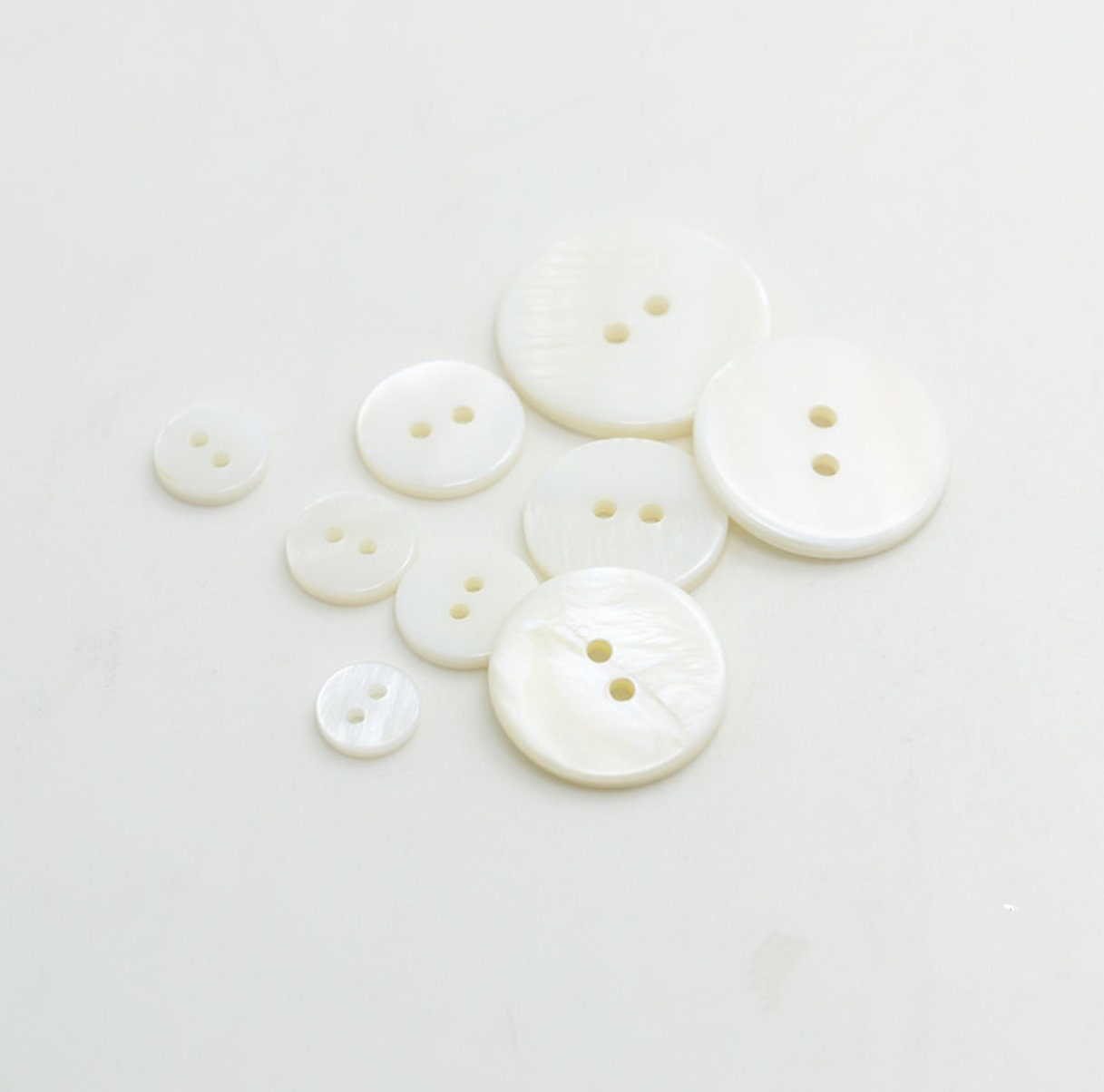Mother of Pearl Buttons, Natural White Shell Sewing Buttons