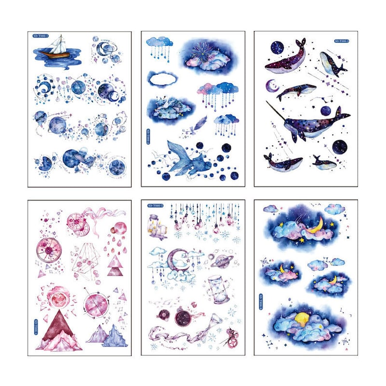Celestial sticker pack - 6 sheets of paper stickers image 1