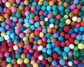Felt Balls Color Mix - 50 Pure Wool Beads 10mm - Multicolor Shades