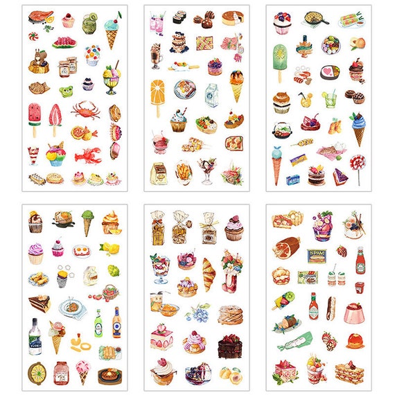 Cakes and Food Sticker Pack 6 Sheets of Food Stickers | Etsy
