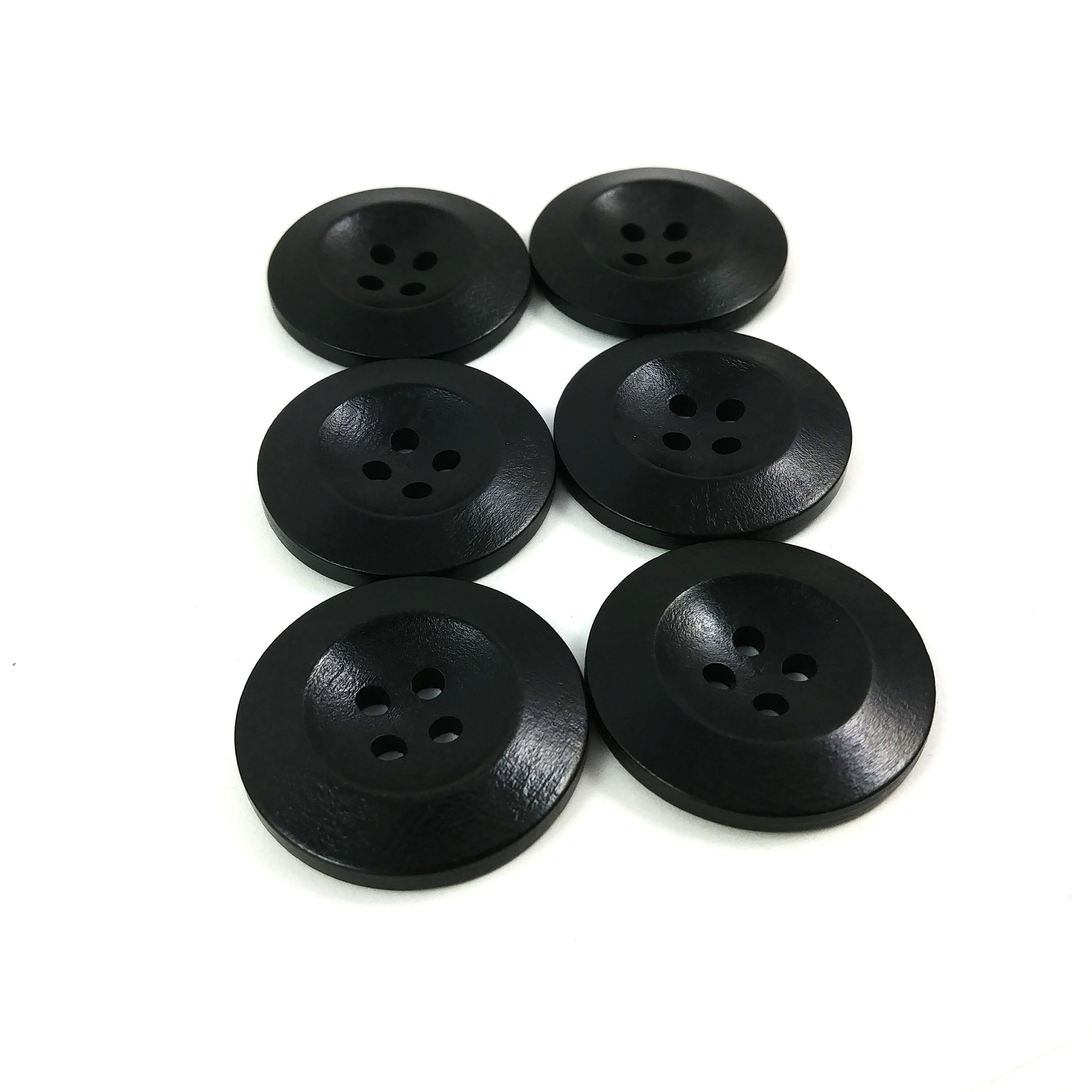 Black Wooden Sewing Buttons 30mm set of 6 natural wood Etsy