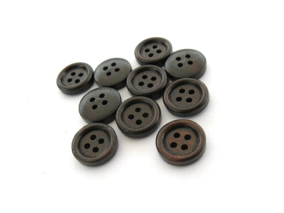 Small button Dark Brown 4 Holes Wooden Sewing Buttons 13mm | Etsy