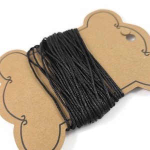 Black waxed cotton cord 1mm - 10 meters / 32.8 ft - Jewelry making string supplies afbeelding 1
