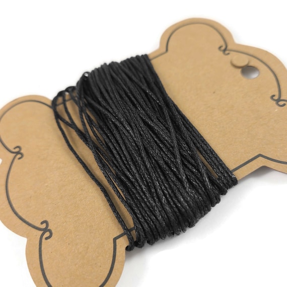 Black waxed cotton cord 1mm - 10 meters / 32.8 ft - Jewelry making string supplies