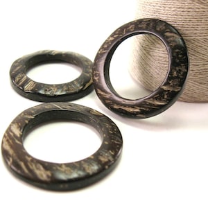 5X Brown Coconut Big Round Ring Beads 32mm Donut Shape Connector