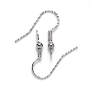 Stainless steel ear wires, Other side loop earring hooks, Hypoallergenic earring findings, 50 pcs 25 pairs image 2