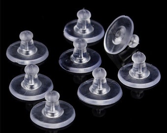 100 Big silicone ear plugs, clear ear nut, 11x6mm