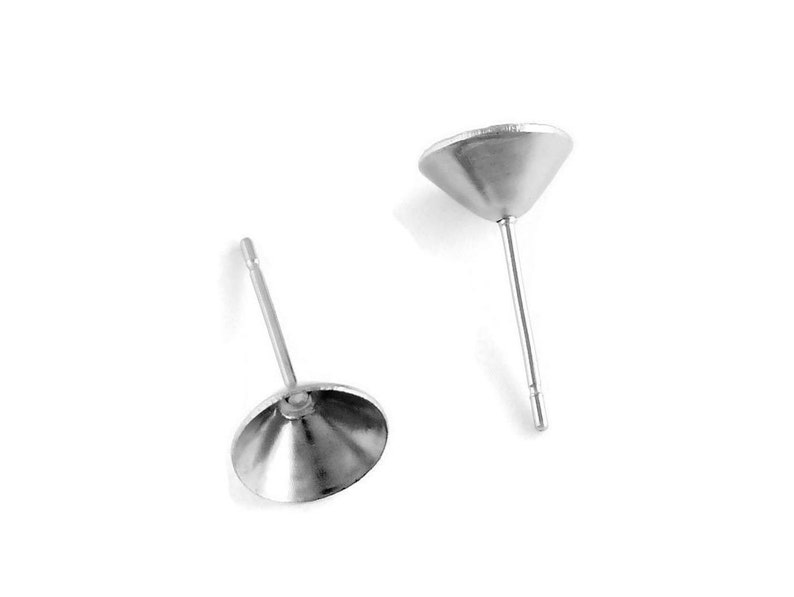 10 Stainless steel Point Back Rhinestone earring post hypoallergenic 3, 4, 5, 6 or 8mm stud earrings image 1