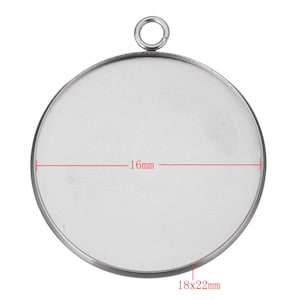 Stainless steel silver round pendant tray with loop Cabochon setting blank bezel pendant base 6mm to 30mm image 6