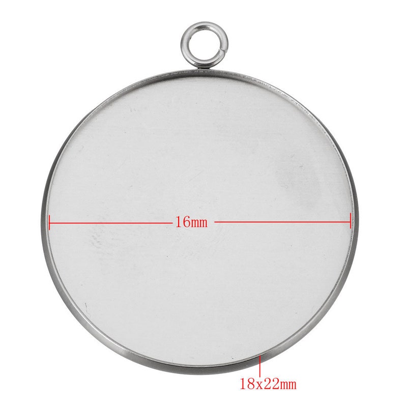 Stainless steel silver round pendant tray with loop Cabochon setting blank bezel pendant base 6mm to 30mm image 6