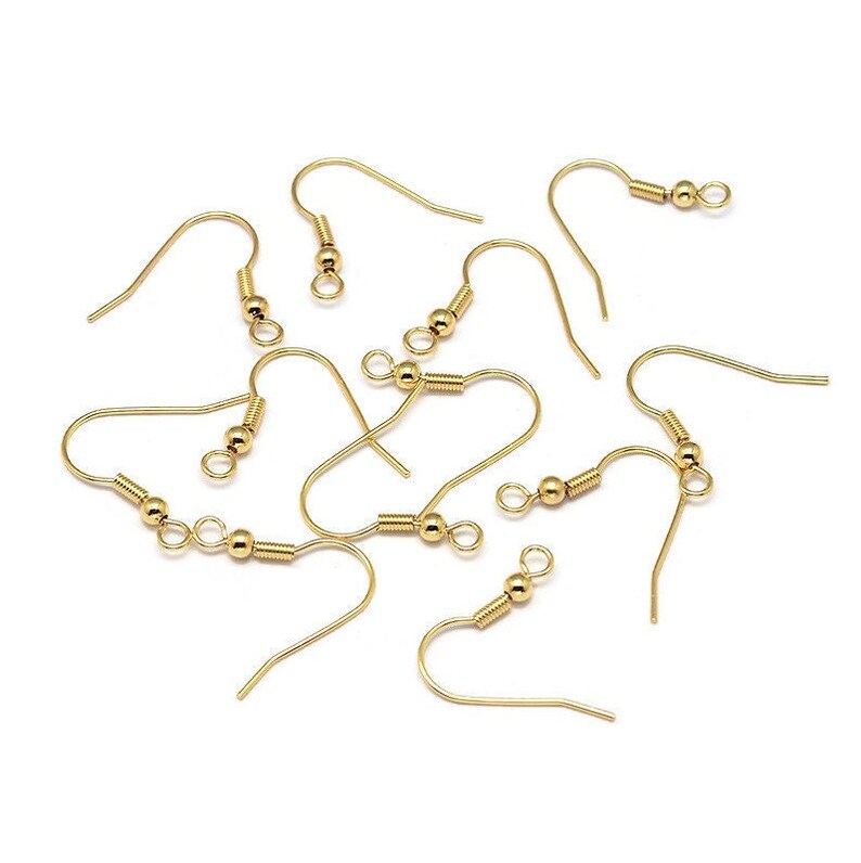 18K Gold Plated Brass Earring Hooks - Nickel free hypoallergenic earring findings - Real Gold Plated Ear Wire image 3