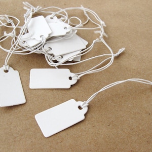 Jewelry price tags - Blank white rectangular tags - Set of 50