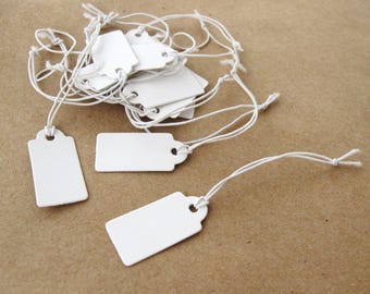 Jewelry price tags - Blank white rectangular tags - Set of 50