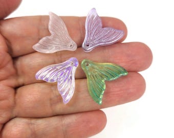 5 mermaid tail glass charms - Jewelry, necklace, and bracelet making part