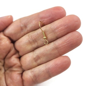 50 Hypoallergenic earring hooks, Nickel free 18K gold plated ear wire, Front loop Bild 6