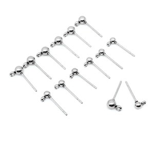 Stainless steel ball post with loop, 10pcs hypoallergenic earring making supplies image 6