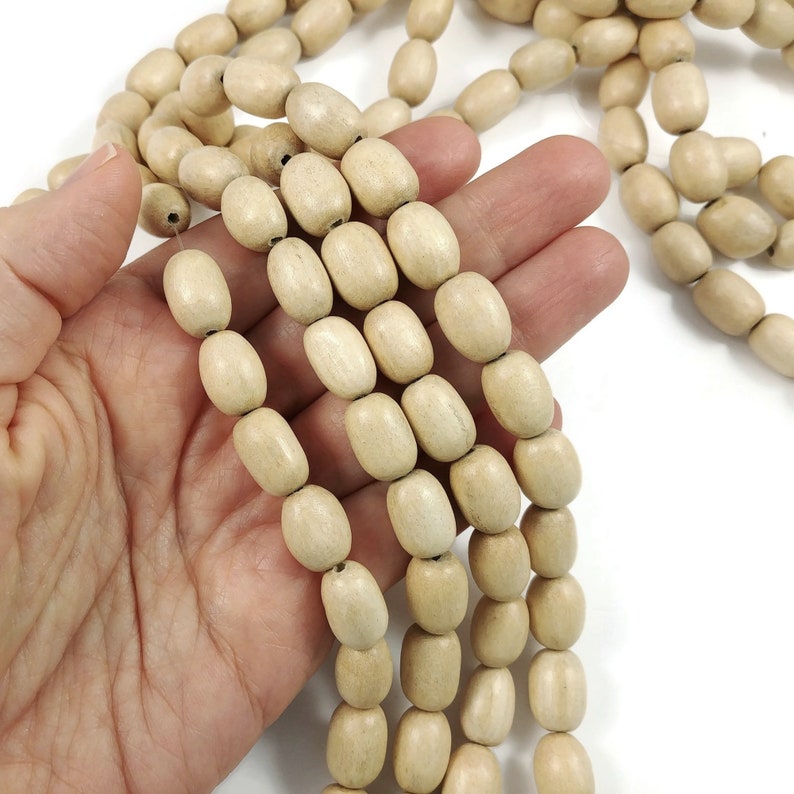 Large Wooden Beads Oval Whitewood Beads 10x15mm image 1