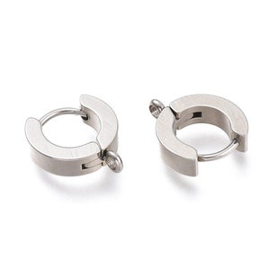 24K gold plated huggie hoops with loop, Stainless steel earring findings, Dainty leverback for jewelry making image 8