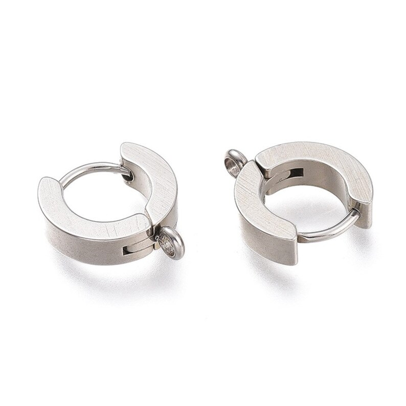 24K gold plated huggie hoops with loop, Stainless steel earring findings, Dainty leverback for jewelry making image 8