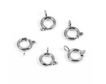 5 Stainless steel spring ring clasp hypoallergenic 8x5mm or 11x9mm