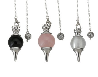 Natural gemstone dowsing pendulum pendant - choose your stone