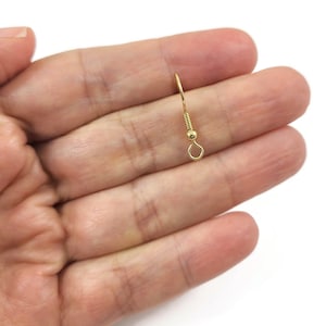 50 Hypoallergenic earring hooks, Nickel free 18K gold plated ear wire, Front loop Bild 2