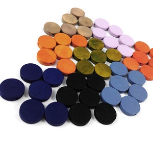 Wood Beads Flat Round 15mm - Choose your color