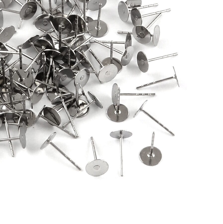 30pcs 15 Styles Stud Earring Findings Kit - 304 Stainless Steel Posts With Loops For DIY Jewelry Making