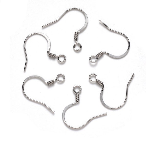 Stainless steel ear wires, Silver french earring hooks 20 pcs (10 pair
