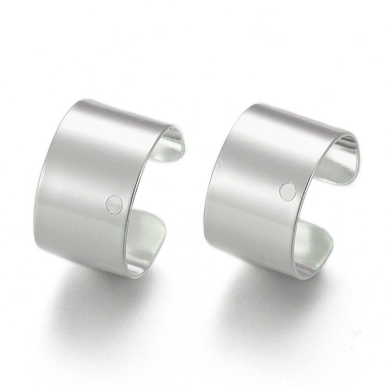2 Ear cuff with hole, Stainless steel earring findings, Clip on findings for jewelry making, Silver, Gold, Rose gold image 7