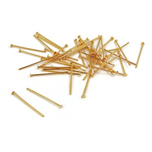 Real 18K gold plated head pins - 20mm or 35mm - Nickel free jewelry findings - 21 gauge 画像 4