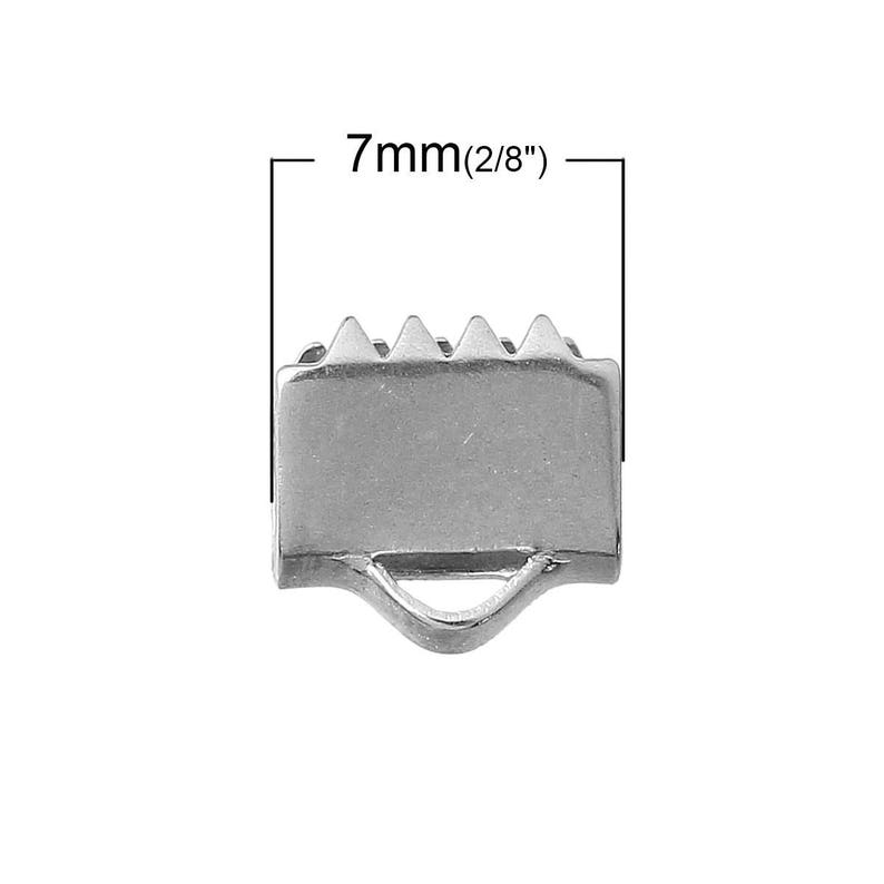 10 pcs Stainless steel ribbon ends 7 10 or 13mm