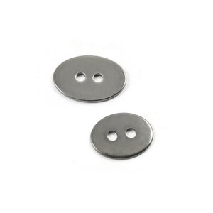 6 Silver metal buttons, stainless steel buttons or clasps, oval buttons 17mm image 3