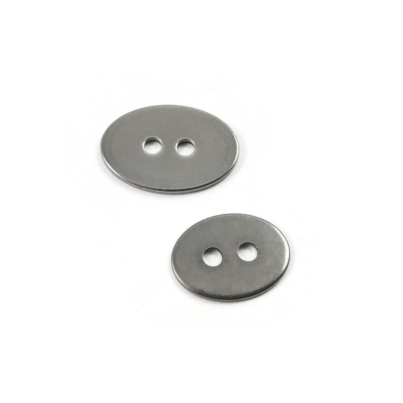 6 Silver metal buttons, stainless steel buttons or clasps, oval buttons 17mm image 3