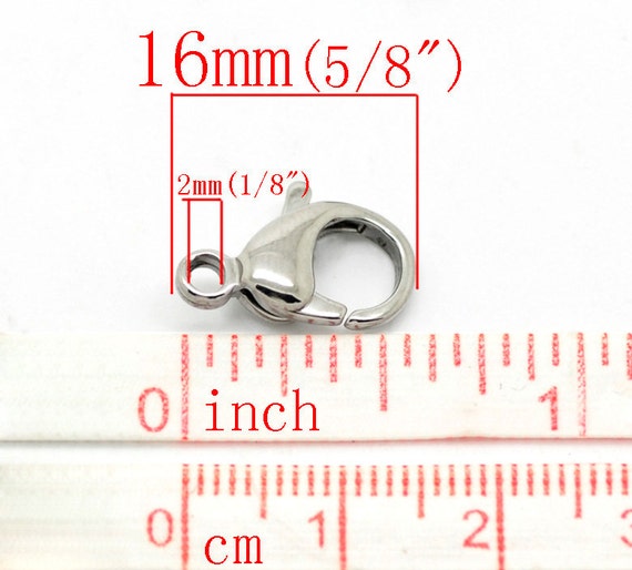 5//8/"x 3//8/" Wholesale Lots Silver Tone Stainless Steel Lobster Clasps 16mmx10mm