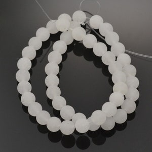Natural White Jade Beads, Round 6mm or 8mm, Frosted Stone