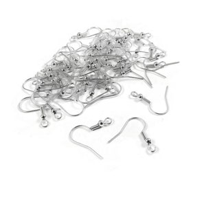 Hypoallergenic nickel free earring hooks, Grade A silver plated ear wire, Earring findings for jewelry making