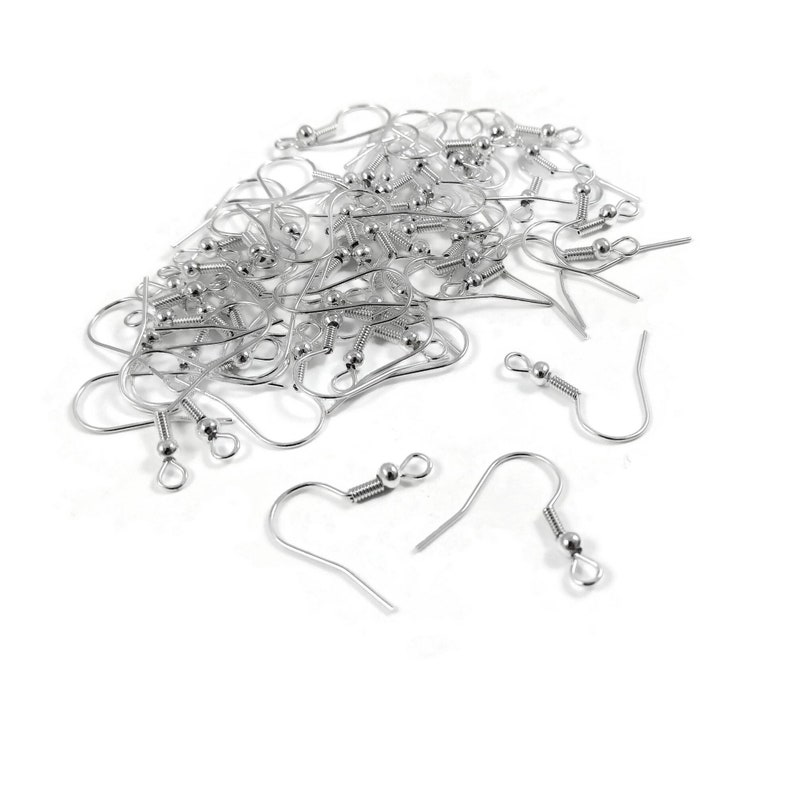 50 Grade A Silver Plated Iron Earring hooks - Nickel free, lead free and cadmium free earwire image 2