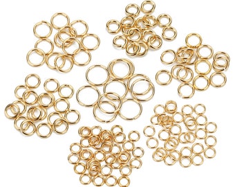 Stainless steel jump ring hypoallergenic gold jump ring 4, 5 or 8mm - 100pcs